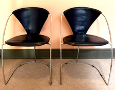 1 Paar Arrben Italy LINDA Stuhl Chrom Leder dunkelblau