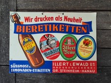 alte Werbung, Bier und Limonaden/Süssmost Etiketten, Illert & Ewald/Hanau,Plakat