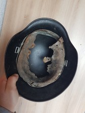 Antik 2wk Ww2 Stahlhelm Schwarz Quasque Allemand Steel Helmet mit Innenfutter 