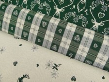 0,5 m Dekostoff  Landhaus Kombi Weihnachten Hirsch Karo Stoff Meterware B