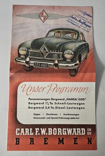 Borgward modellprogramm 1950 - modellprogramm,
