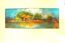 Original Gemälde ERNST PETER RADE Acryltempera  Landschaftsstudien "vor der Tür"