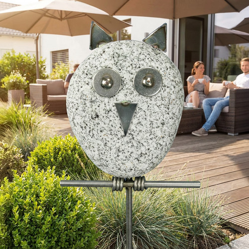 Gartenstecker eule aus granit - eule,