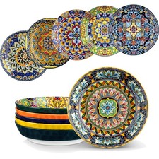 Pastateller, Suppenteller, Tiefteller Set, 6 Stück, 21cm, bunt, Mikrowelle, S...
