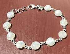 NATÜRLICH MONDSTEIN Edelstein HANDGEFERTIGT 925 Sterlingsilber Schmuck Armband 1