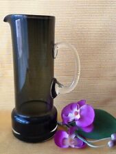 Wasserkrug Krug 22 cm Überfang Rauchglas Klar Kristallglas Glas 1970er Jahre