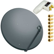 PremiumX TV SAT Anlage 100cm Satelliten Schüssel Offset Spiegel Antenne Quad LNB