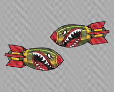 2x Bombe 80mm Aufkleber Hai Sticker Oldschool Hotrod USA V8 Auto Retro Kult V2