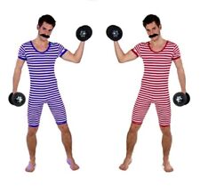 Ringel-Badeanzug Retro Historisch Herr 20er blau rot weiß gestreift S M L XL XXL