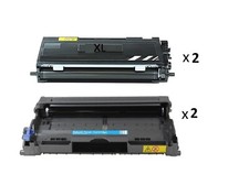 2 Trommel +2 XXL Toner kompatibel für Brother Fax 2820 DCP-7010 DCP-7020