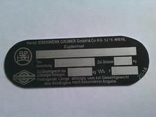 Typenschild Eisenwerk Grümer