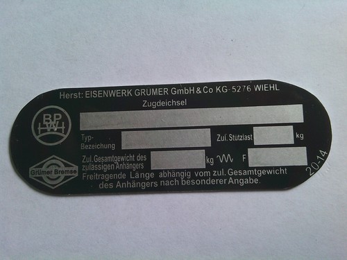 Typenschild eisenwerk grümer - typenschild,