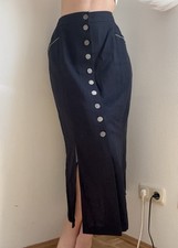 Alphorn Trachten Rock Lang Damen Größe 42 Dunkelblau mit Knöpfen 