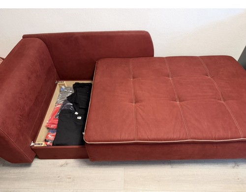 Schlafsofa samt rot einfarbig - rot,