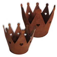 UNUS® Krone 2er Set Edelrost Metall Garten Deko Metallkrone Rostkrone Gartendeko