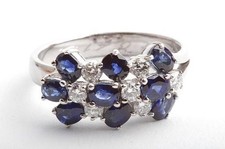 Ring 2,47ct Saphire 0,41ct Brillanten Diamant 750 18K Weiß Gold Gr. 58 -