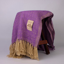 Alpaka Wolldecke Lila 200x140cm Weiche Sofadecke aus Peru