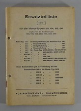 Teilekatalog / Ersatzteilliste Agria Motoren 35 / 64 / 65 / 66 - Stand 1966