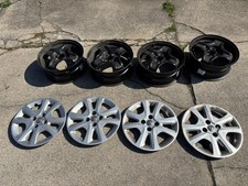 4 Stahlfelgen für Reifen 185/55R15 82T (Opel Karl usw) mit Zierblenden