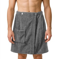 Sauna Frottee Kilt Sarong - M-XXL Herren Männer - Anthrazit 100% Baumwolle