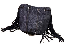 Tasche Velours Leder schwarz