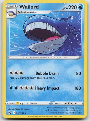 Wailord 032 159 rare - wailord, 032/159