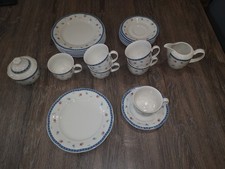 TCM Tchibo Streublumen blauer Rand Kaffeeservice 20 Teile TOP Neuwertig