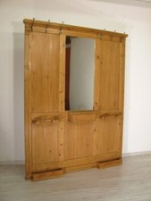 selten große Jugendstil Garderobe in Weichholz massiv, restauriert
