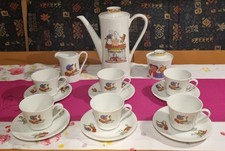 Antikes BAVARIA Mokkaservice, Max und Moritz 60er Jahre 17 teilig Top erhalten