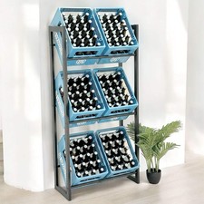 Bierkistenregal 6 Kisten Schwarz Metall Stehend 96563 Kistenhalter Getränkeregal