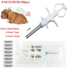 Tierchip Tiertransponder Mikrochip Hunde Katzen RFID Mini Chips mit Injektor
