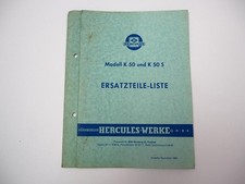 Hercules K50 K50S Motorrad Ersatzteilliste Fahrgestell ohne Motor 1966