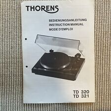 Thorens TD320 TD321 User Manual Bedienungsanleitung