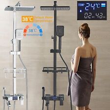 LED Duschset mit Thermostat Duscharmatur Duschsystem Mischbatterie Regendusche