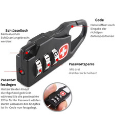 Vorhängeschloss Klein Mini Zahlenschloss Schwarz 3-Stellig Nummernschloss