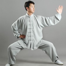 Chinesisch Kung Fu Tai-Chi Anzug Baumwolle Leinen Hemd+Hose Wushu Uniform Kampf