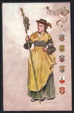 Künstler pinzgau frau in - künstler-ak,