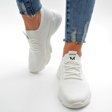 Damen Schuhe Sneaker Weiss Low Turnschuhe Sportschuhe Ballerina Freizeitschuhe