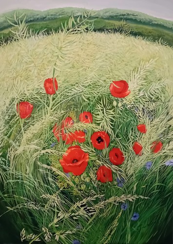Wiesenlandschaft öl auf - wiesenlandschaft,