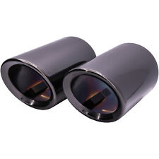 2x Edelstahl Schwarz Chrom Auspuffblenden Endrohr 136 x 70mm Universal Blende