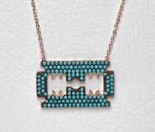 Rasierklinge Damen Kette 925 Silber silver Zirkonia Roségold HK13BN8