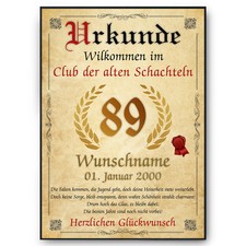 89. Geburtstag Urkunde