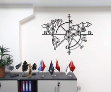 Metall Weltkarte mit Kompass