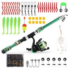 55 Stück Angelset A Komplettset 180cm Spinning Rolle Zubehör Starter Angel Set