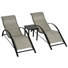 Sonnenliege Set 3tlg grau
