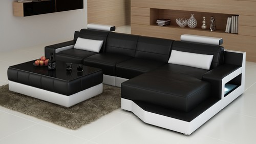 Ledersofa couch wohnlandschaft - couch,