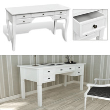 Schreibtisch Computertisch PC Tisch Konsolen mit 5 Schubladen Weiß MDF holz