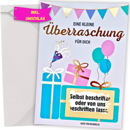 Gutschein mit rubbelaufkleber - mit,