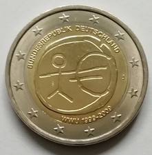 1 x 2 Euro Umlaufmünze WWU 1999-2009 Strichmännch. schöner Erhaltungszustand RAR