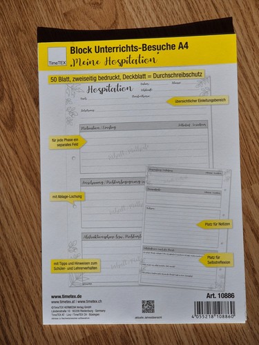 Block unterrichts besuche - block, a4